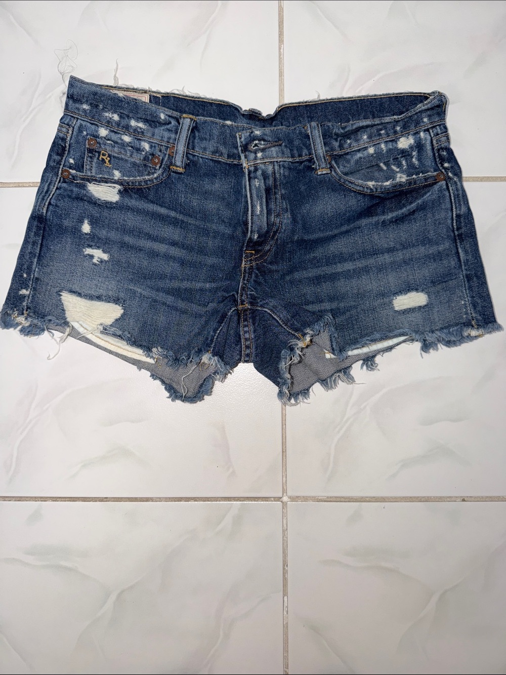 Polo by Ralph Lauren Dark Blue Distressed Denim Cutoff Crosby Shorts